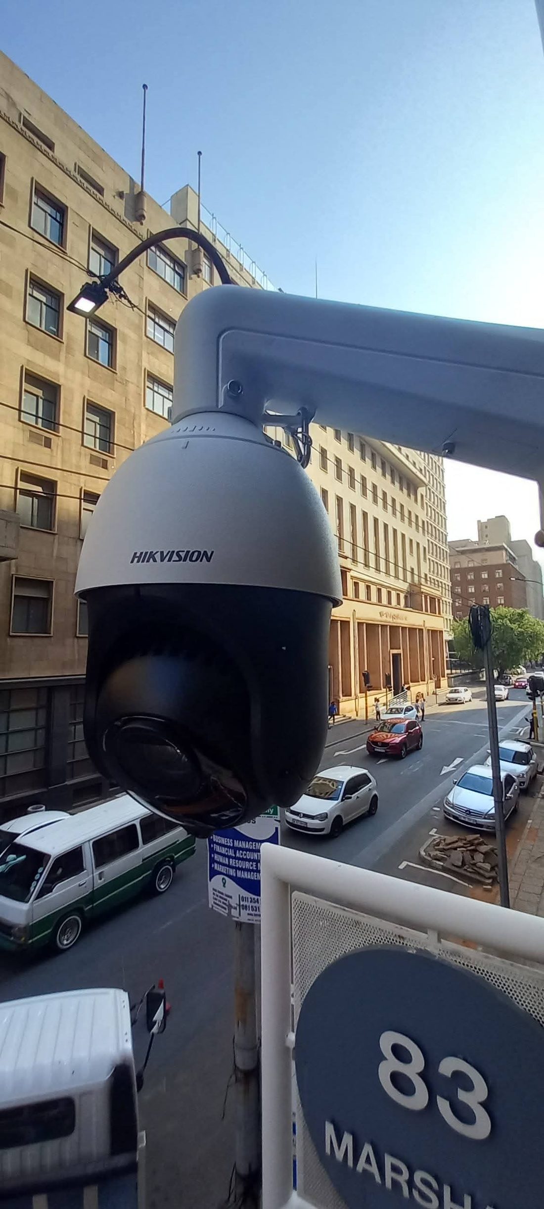 PTZ dome camera overlooking city street